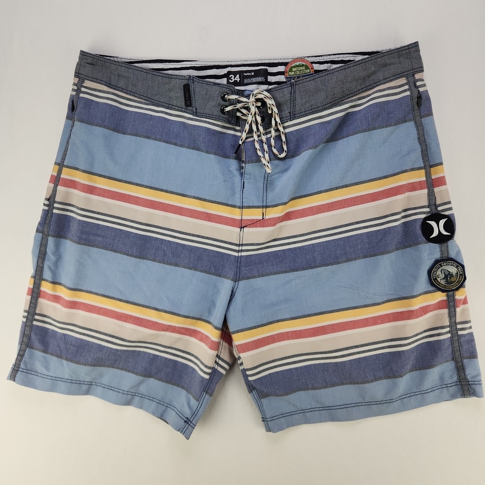 Hurley‎ Pendleton Shorts Mens 34 Blue Stripe National Park Yosemite Boardshorts